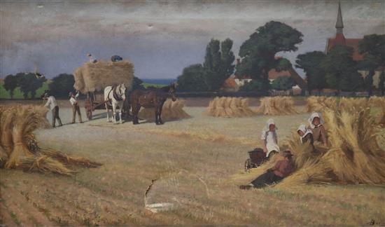 Harvest scene, landscape, 53 x 91cm